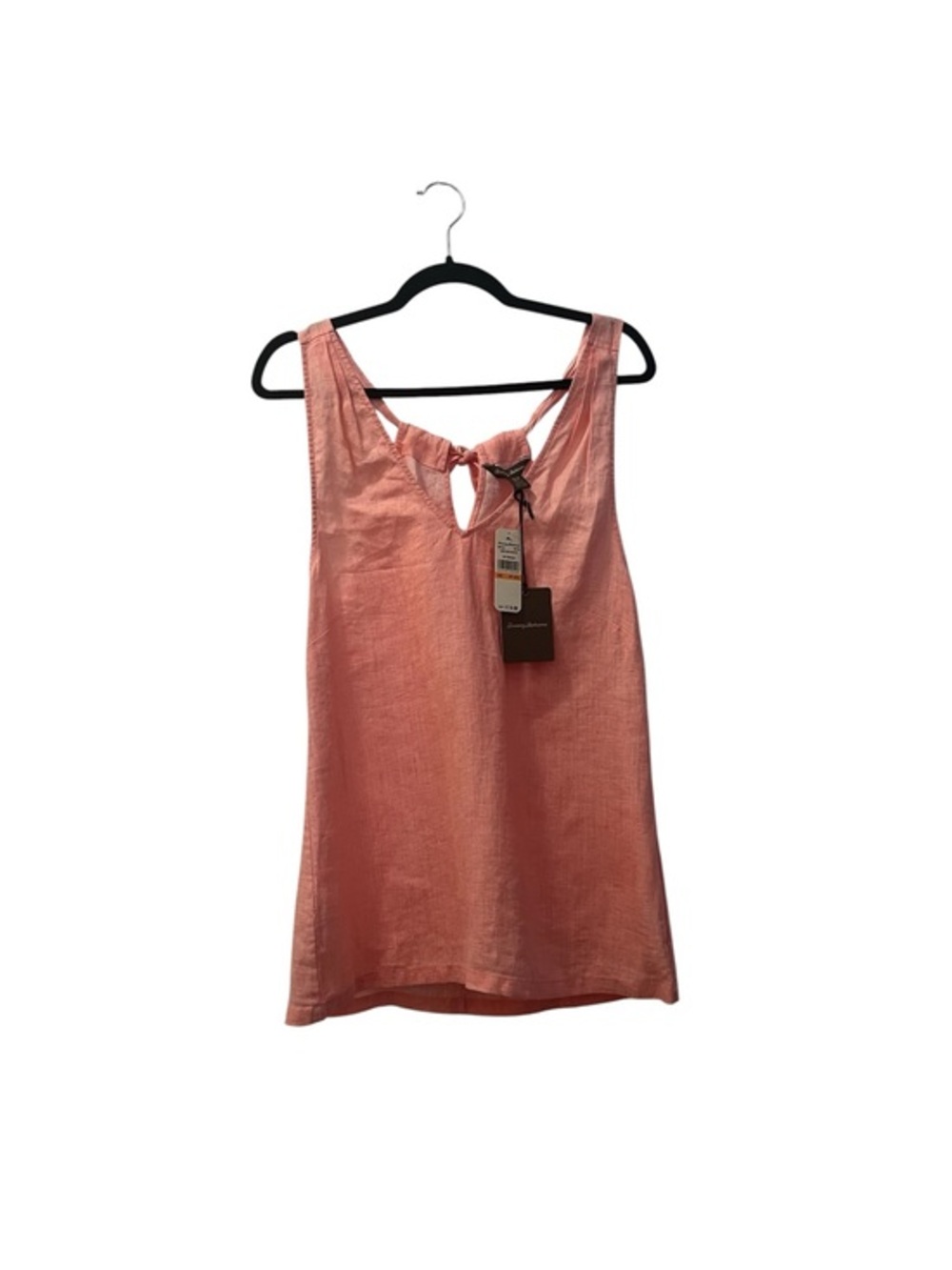 NWT Tommy Bahama Madre Linen Halter Top, Tourmaline/Peach, Tie Neck, S